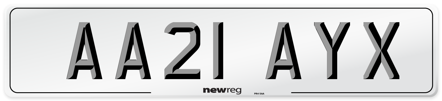 AA21 AYX Number Plate from New Reg
